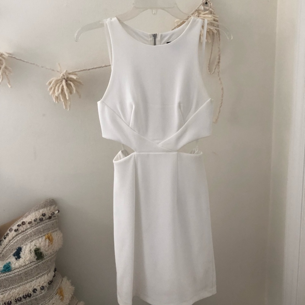 white cut out body con dress